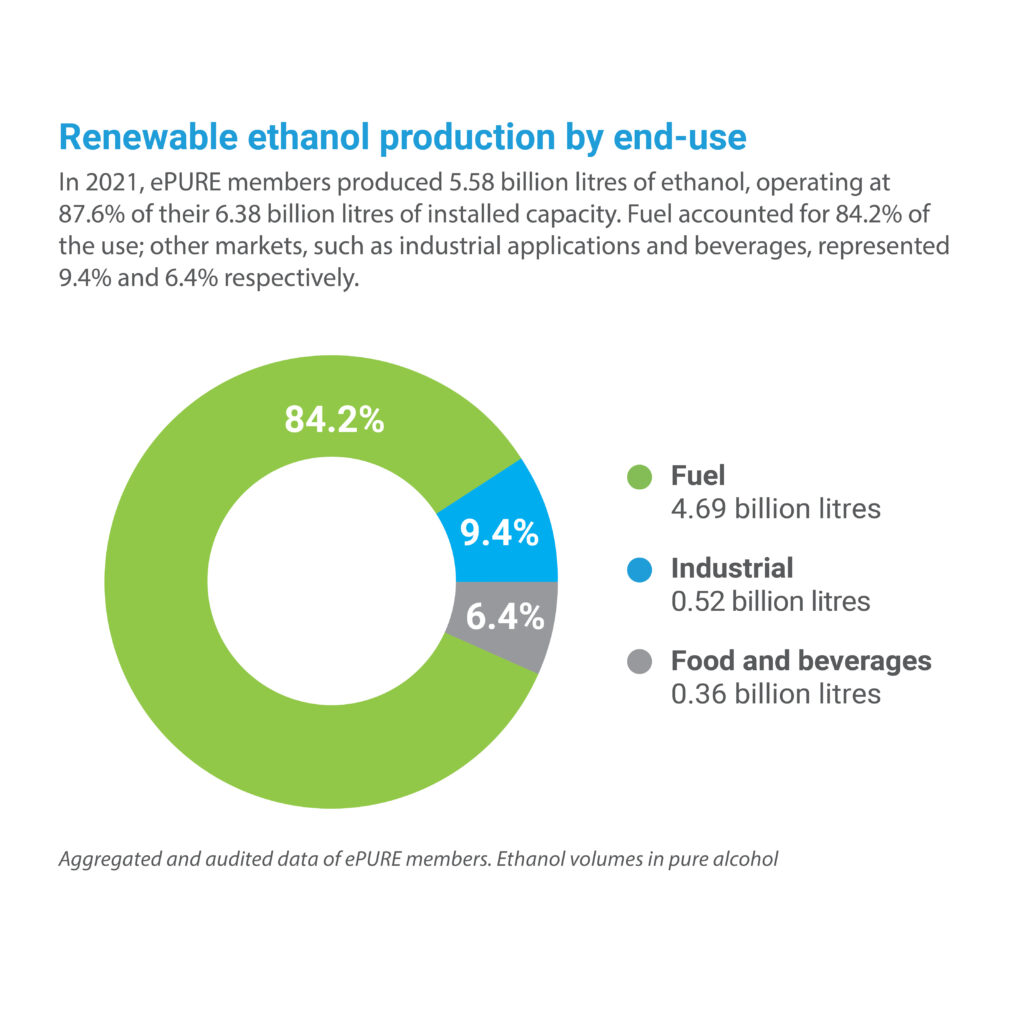 Key figures 2021: Renewable ethanol production by end-use