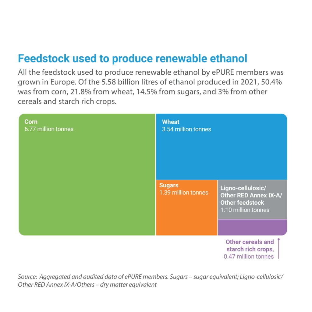 Key figures 2021: Feedstock used to produce renewable ethanol