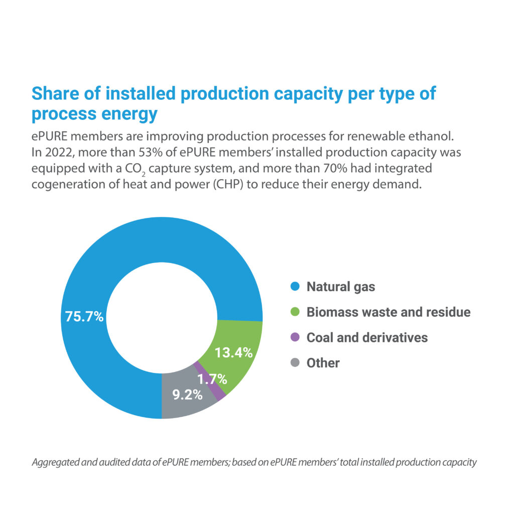 Key figures 2022: Share of installed production capacity per type of process energy